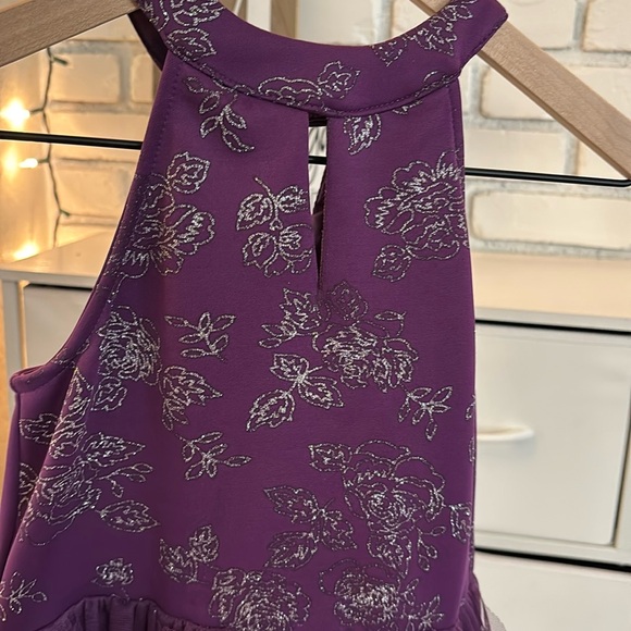 Emily West Girls Purple High-Low Glitter Floral Dress - Picture 2 of 7